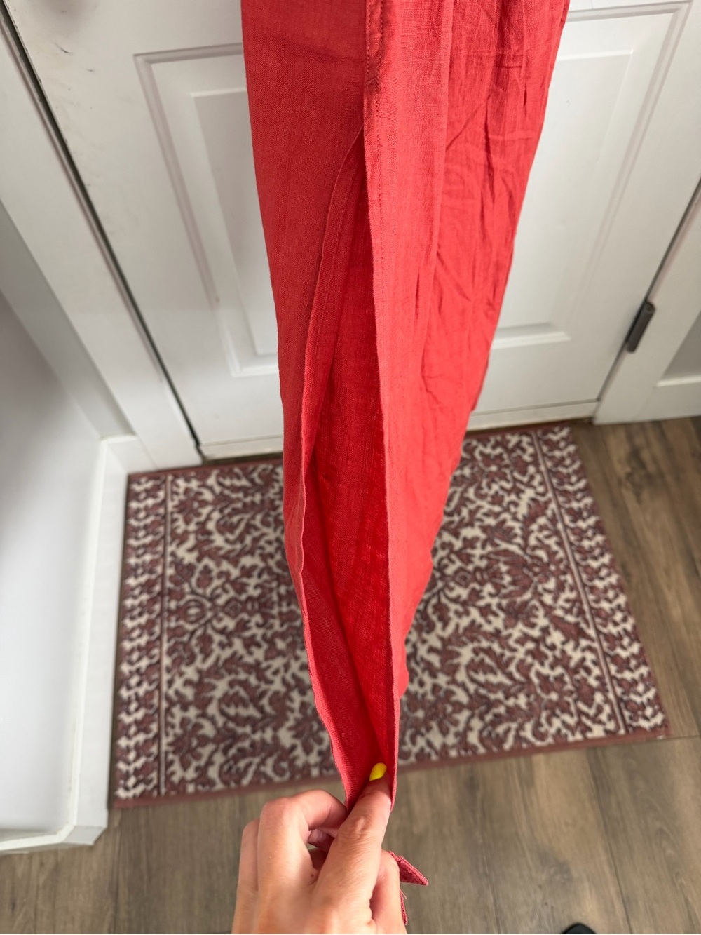 J. Crew Crimson Red Long Sleeve Belted Maxi Dress - linen dress - Picture 6 of 6